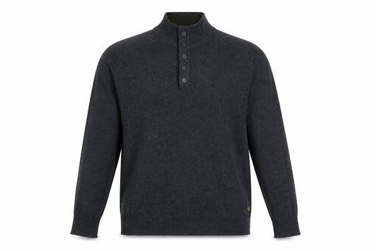 White Stuff Men's Black Henley Jumper, Large
