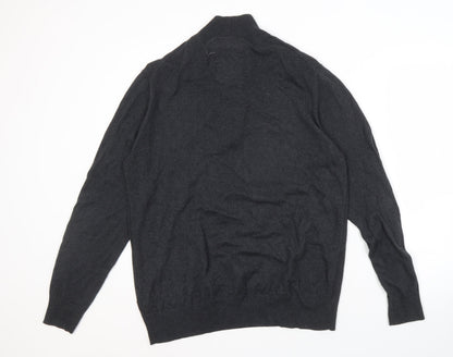 White Stuff Men's Black Henley Jumper, Large