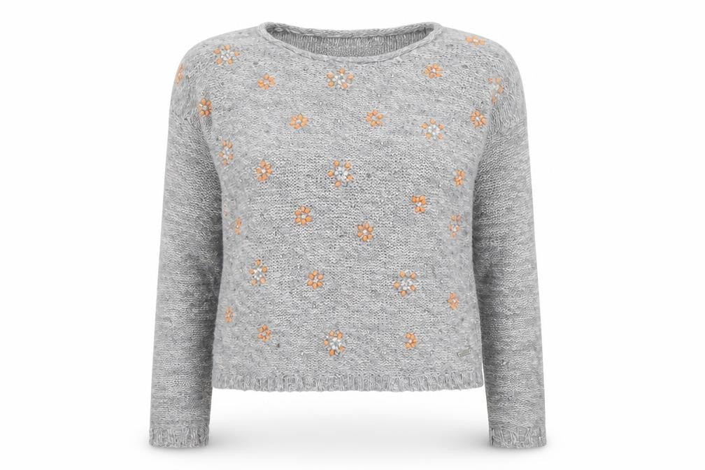 Superdry Women’s Grey Floral Knit Pullover Jumper, M