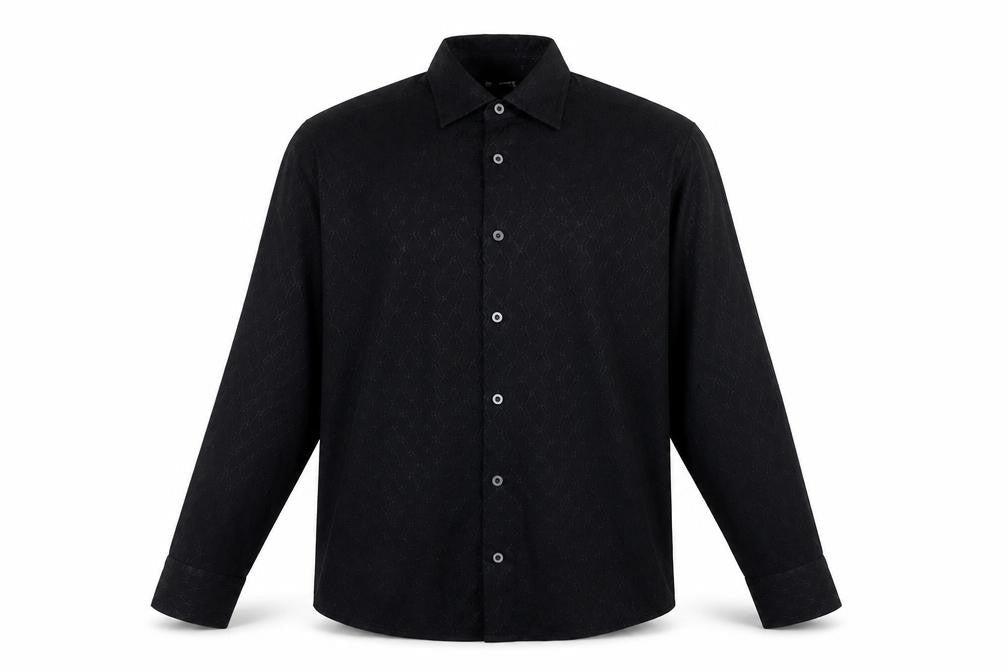 Vintage Men's XL Black Button-Up Shirt
