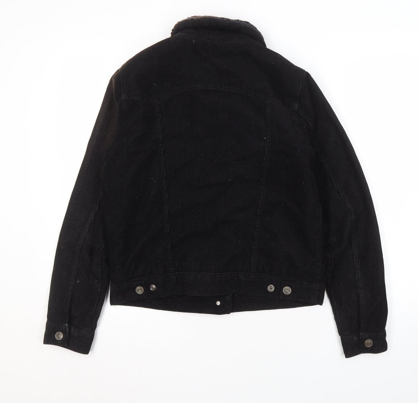 Topshop Women's Black Cotton Bomber Jacket, Size 8