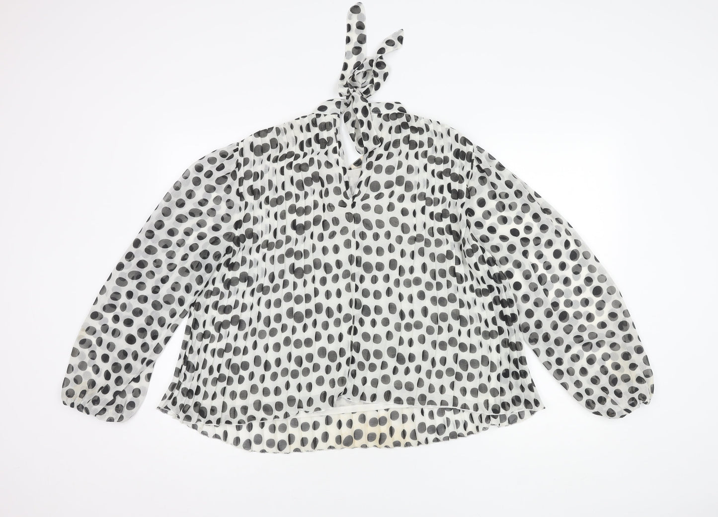 River Island Women's White Polka Dot Tunic Blouse Size 14