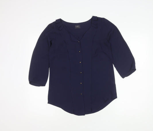 Marks & Spencer Women's Navy Blouse, UK 8, Button Accents