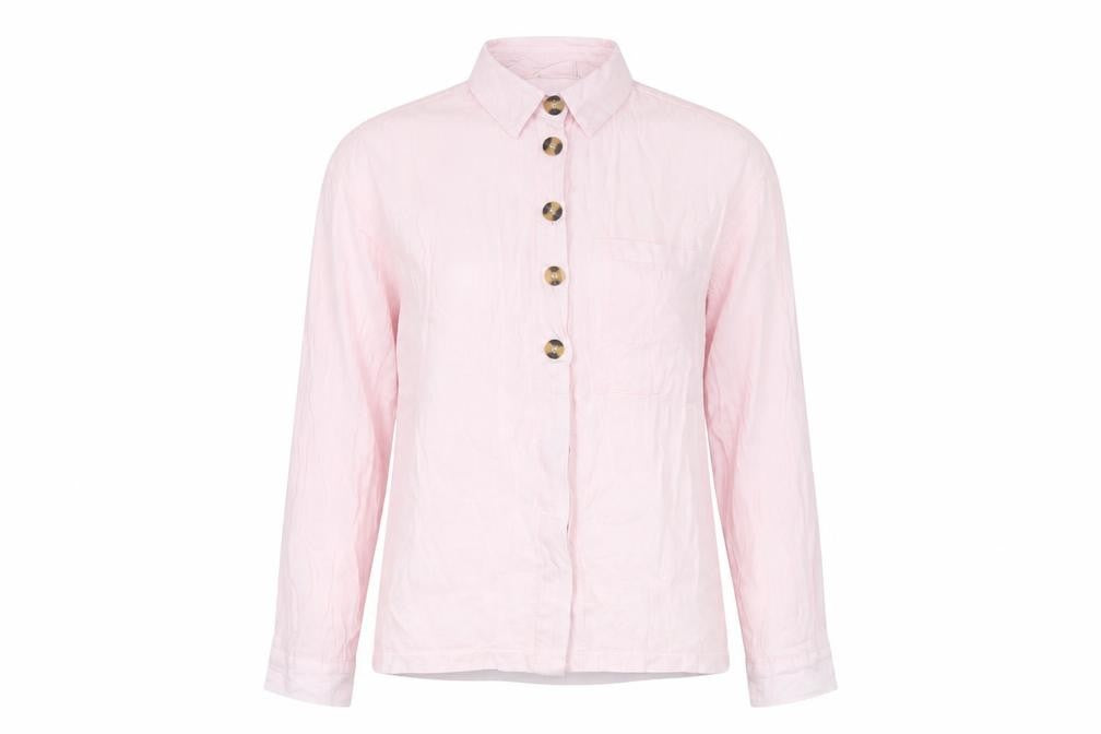 Topshop Women's Pink Button-Up Collared Shirt, Size 6