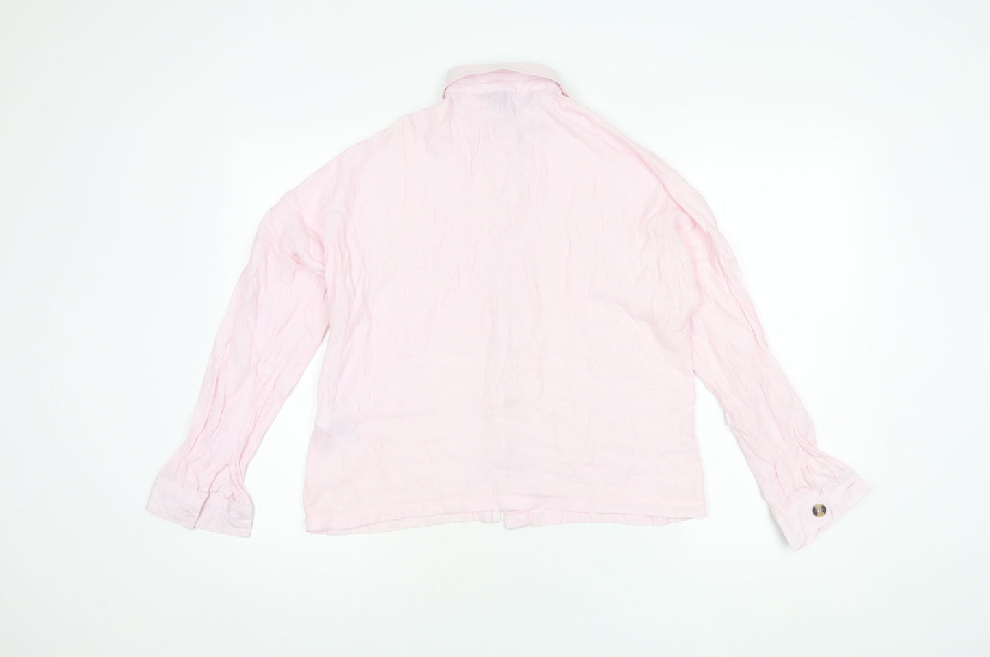 Topshop Women's Pink Button-Up Collared Shirt, Size 6