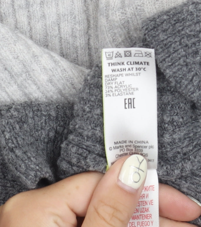 Marks and Spencer Women's Grey Mock Neck Pullover Jumper