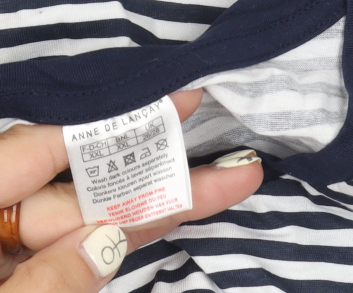Anne De Lancay Women's Blue Striped T-Shirt XXL