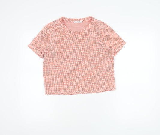 Zara Women's Red Cropped T-Shirt - Medium