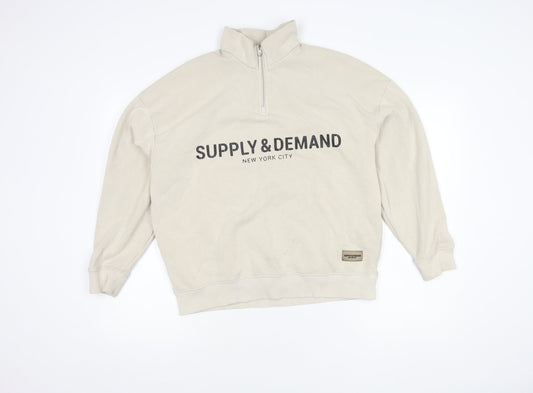Supply & Demand Beige Sweatshirt Unisex Size L with Zip