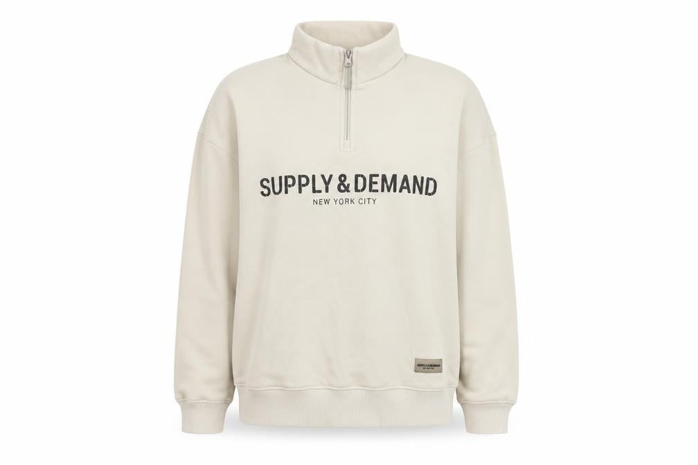 Supply & Demand Beige Sweatshirt Unisex Size L with Zip