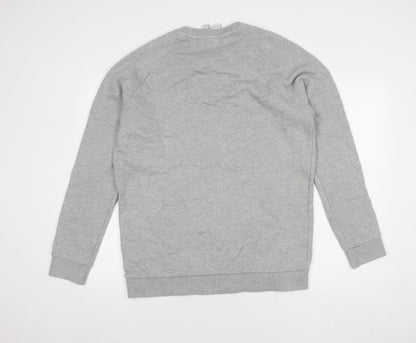 Back view of Adidas Men's Grey Pullover Sweatshirt Medium