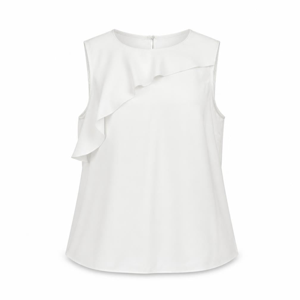 Coast Ivory Sleeveless Blouse with Ruffle Detail