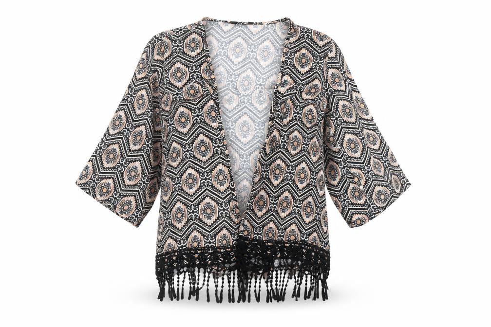New Look Women's Multicoloured Kimono Jacket, Size 6, Bohemian Style