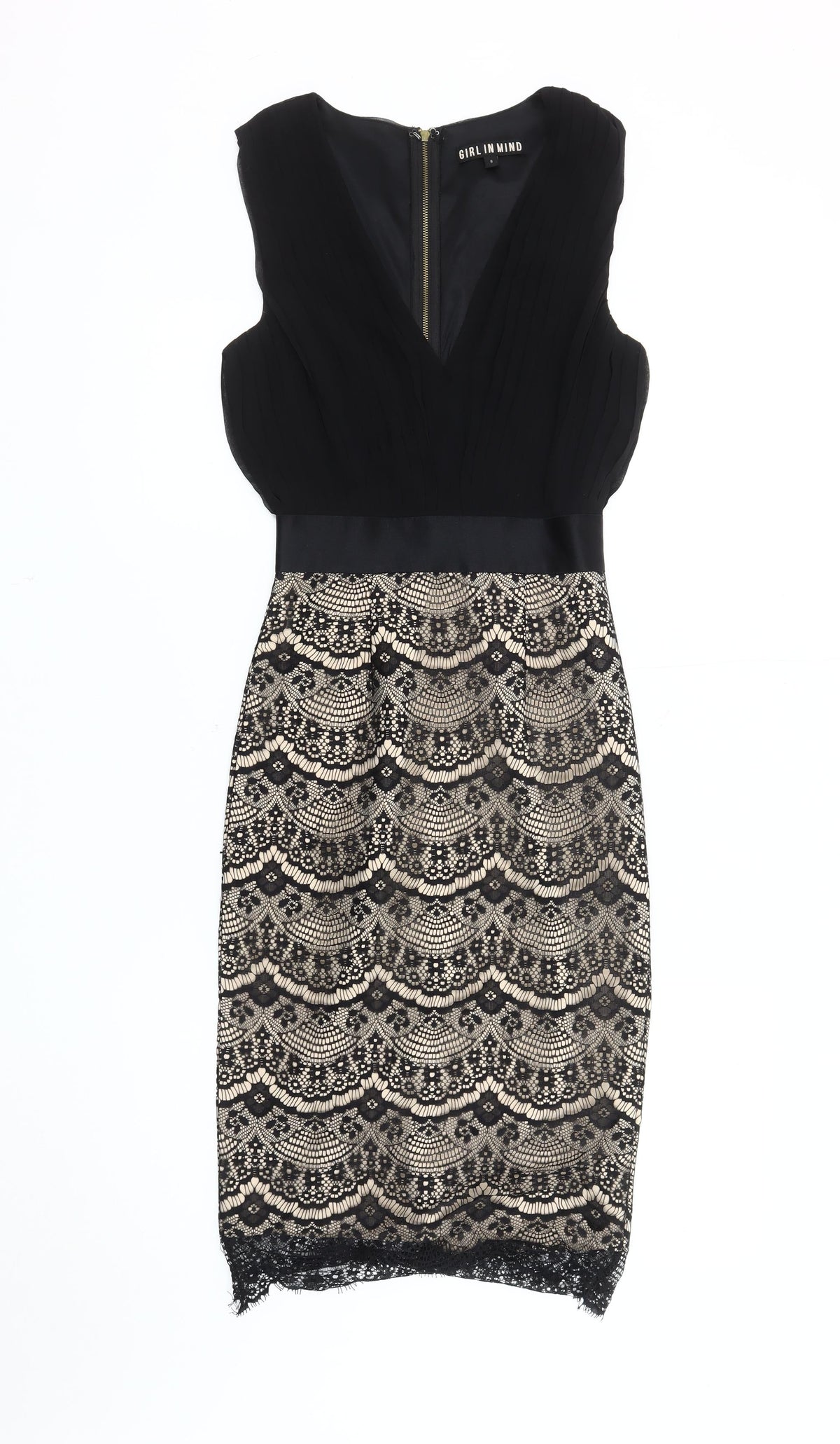 Girl in Mind Women's Black Beige Sheath Dress Size 8