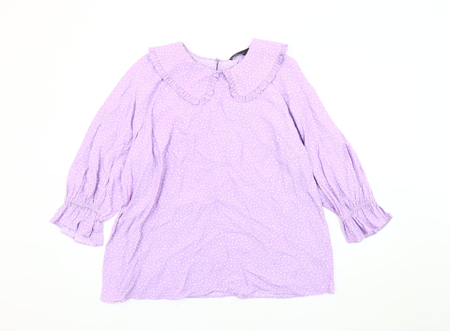 Marks and Spencer Women's Purple Polka Dot Top Size 16