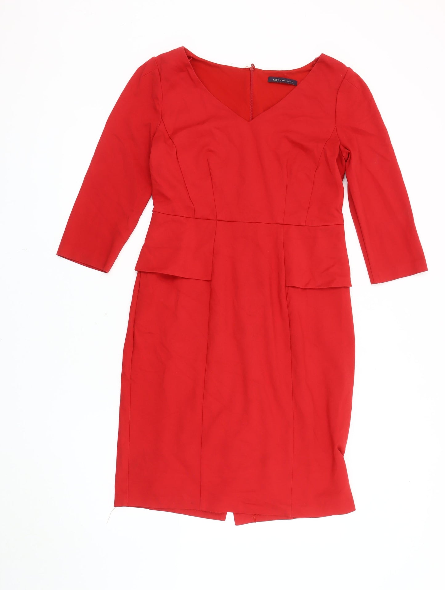 Marks & Spencer Red Women's V-Neck Sheath Dress UK 12