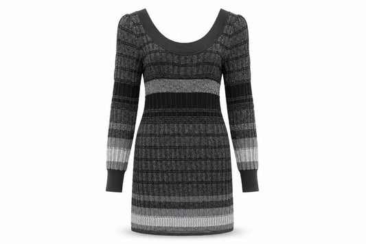 Oasis Women's Black Striped Knit Dress Size S