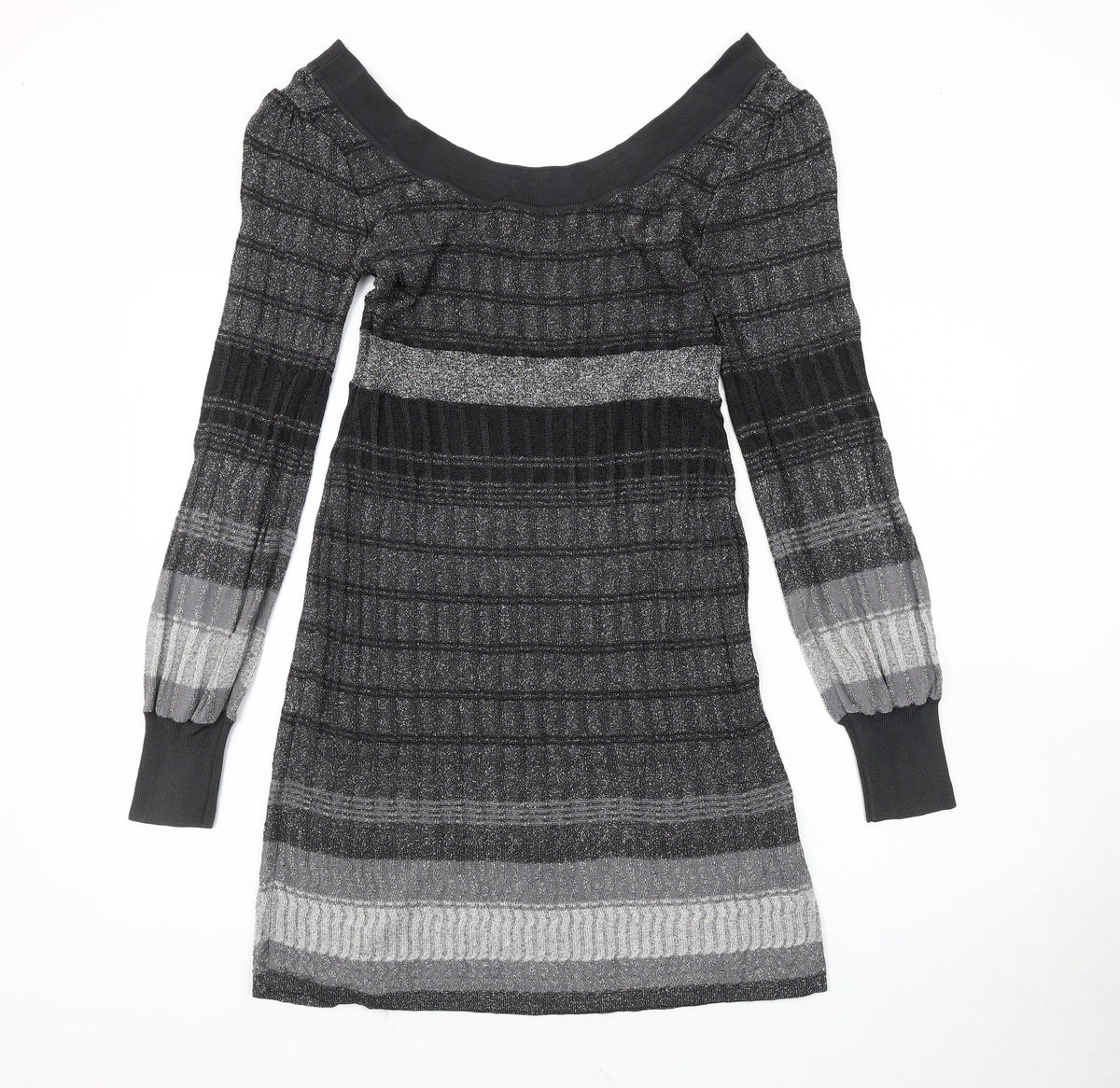 Oasis Women's Black Striped Knit Dress Size S
