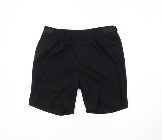 Topman Black Men's Shorts - Size 32, Button Closure