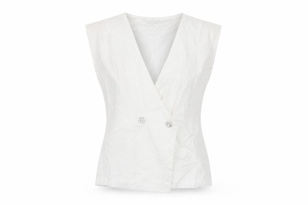 Zara Women's White Sleeveless Suit Top, Size 8