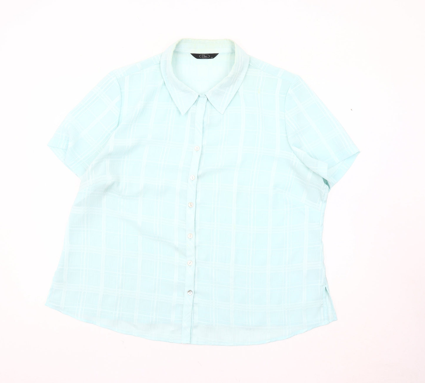 Bm Women's Blue Check Button-Up Shirt Size 22