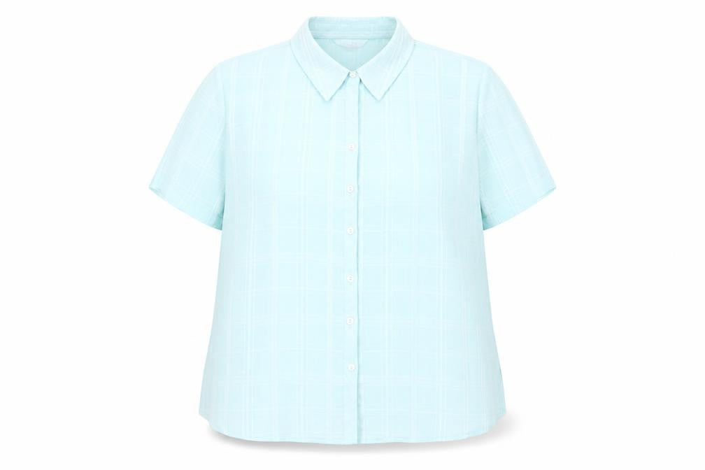 Bonmarché Women's Blue Check Button-Up Shirt Size 22