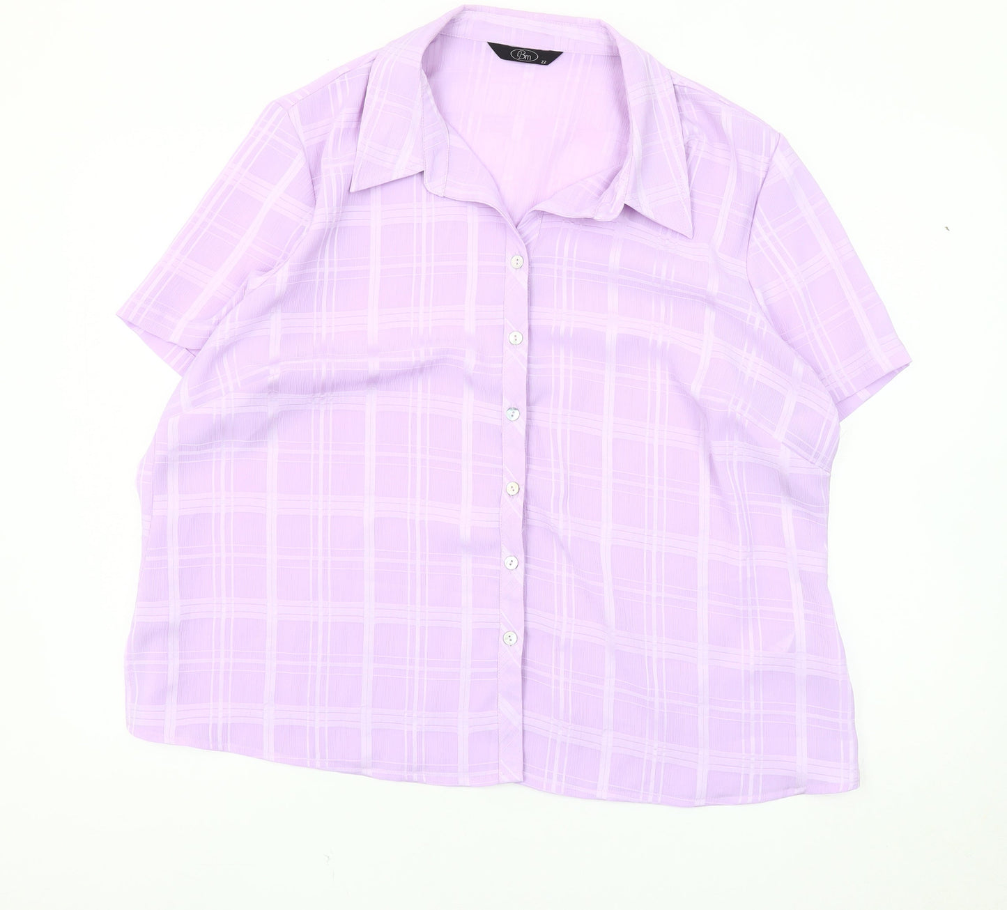 Bm Women's Plus Size Purple Plaid Button-Up Shirt