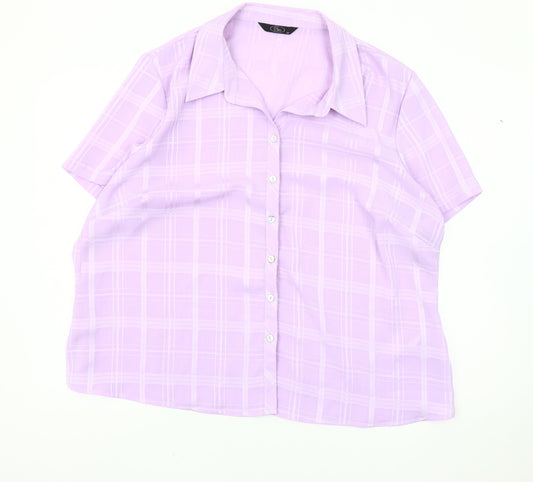 Bm Women's Plus Size Purple Plaid Button-Up Shirt