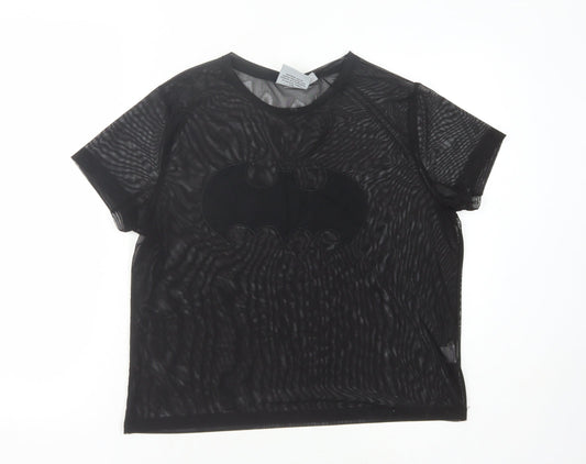 Batman Women's Black Mesh T-Shirt Size 10