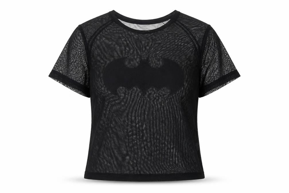 Batman Women's Black Mesh T-Shirt Size 10