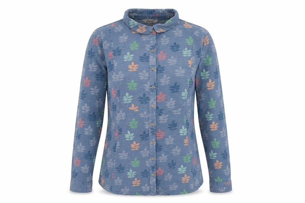 White Stuff Women's Blue Floral Button-Up Shirt Size 8