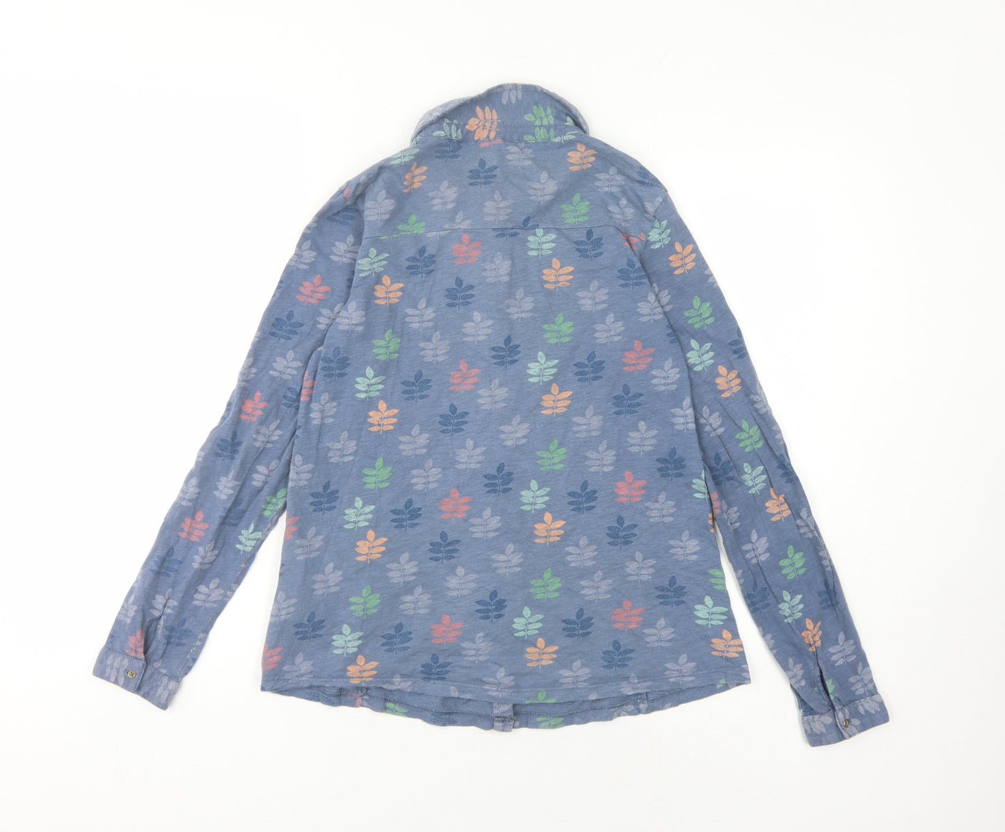 White Stuff Women's Blue Floral Button-Up Shirt Size 8