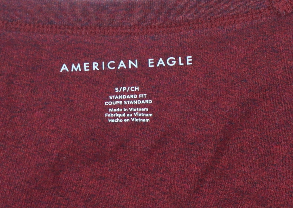 American Eagle Men’s Red T-Shirt, Size S, Crew Neck