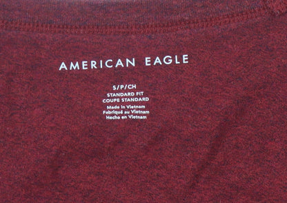 American Eagle Men’s Red T-Shirt, Size S, Crew Neck