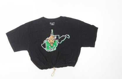 Champion Womens Black Cropped T-Shirt, Size M