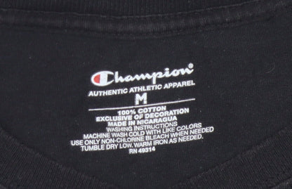 Champion Womens Black Cropped T-Shirt, Size M