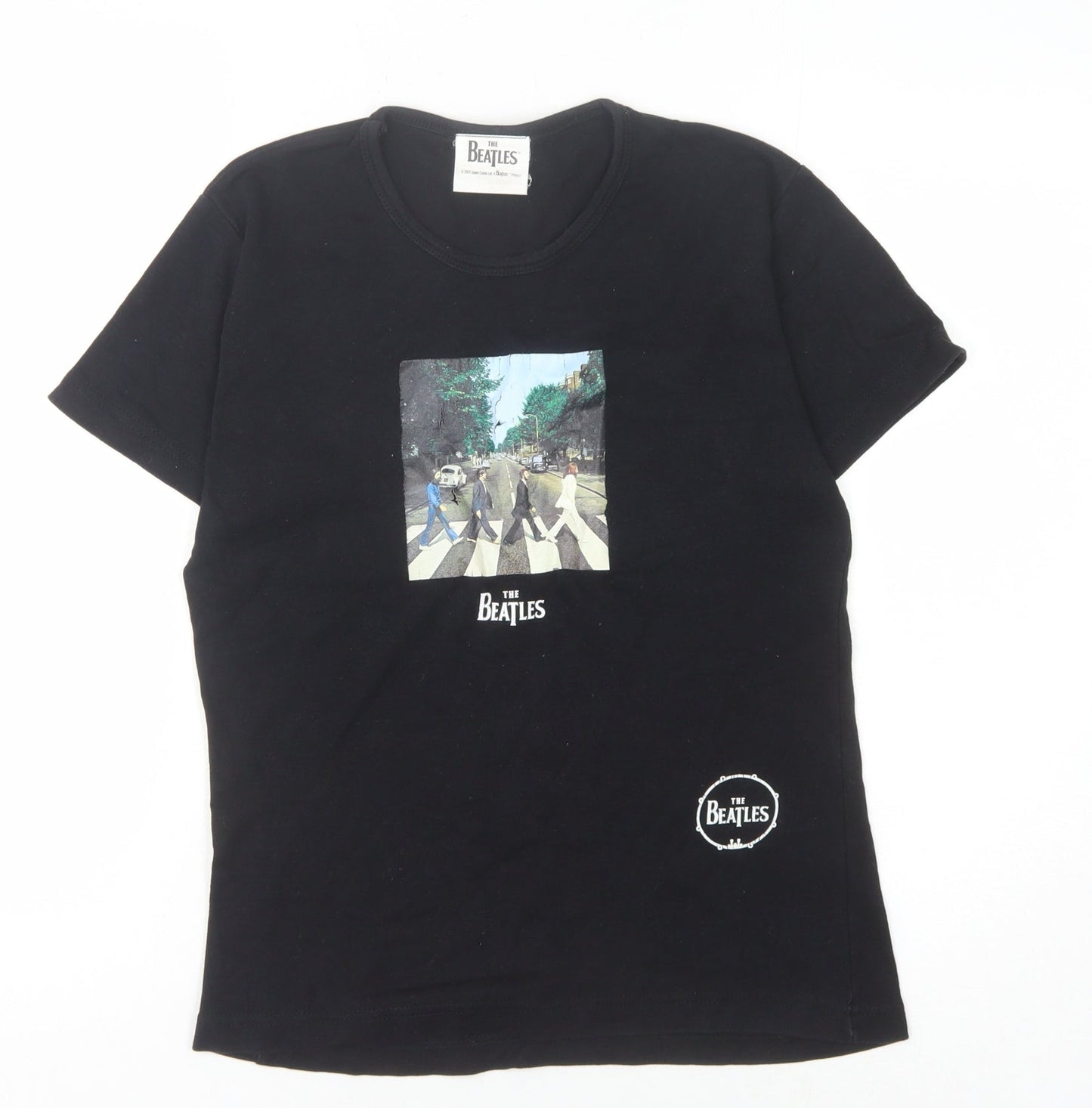 The Beatles Women's Black Slim Fit T-Shirt, Size UK 8/10