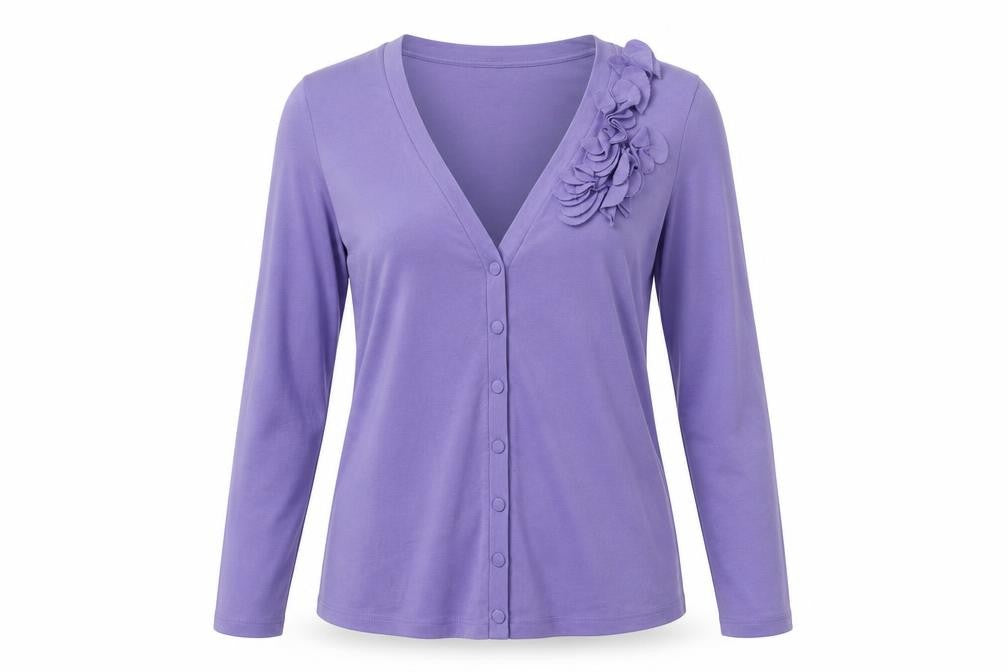 Laura Ashley Women's Purple Ruffle Cardigan Size 12
