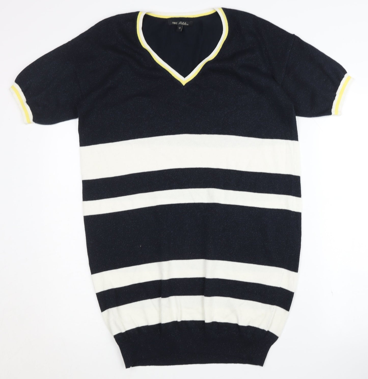 Next Women’s Black Striped V-Neck Pullover Jumper