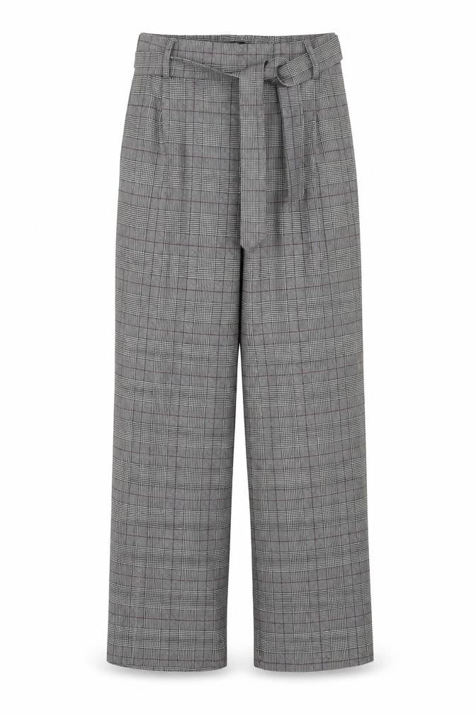 Zara Women's Grey Check Belted Trousers, S