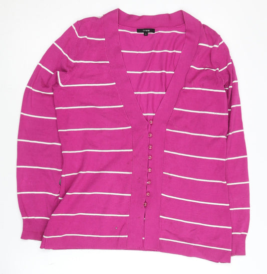 Linea Women's Pink Striped Cardigan L