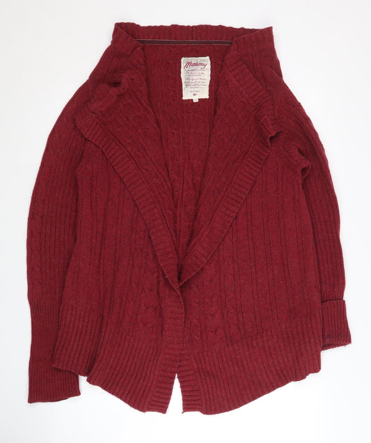 Mantaray Women's Red Cable-Knit Open Front Cardigan Size 14
