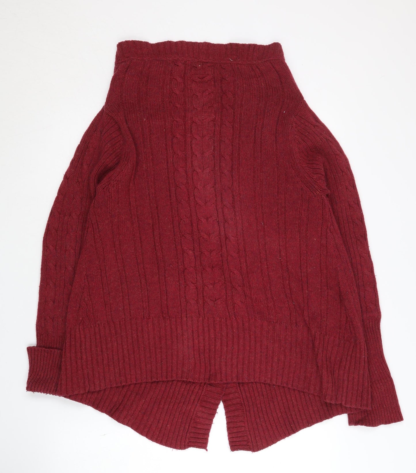 Mantaray Women's Red Cable-Knit Open Front Cardigan Size 14