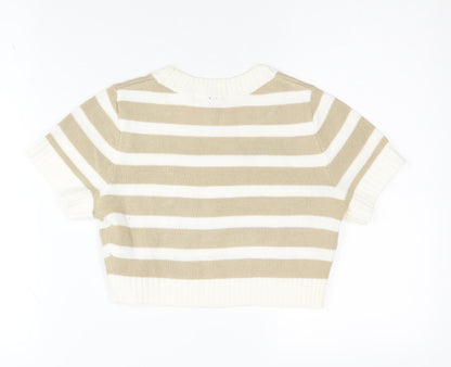 H&M Women’s Beige Striped Pullover XS