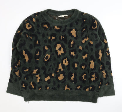 Additional front view of Savannah Miller Women's Green Animal Print jumper