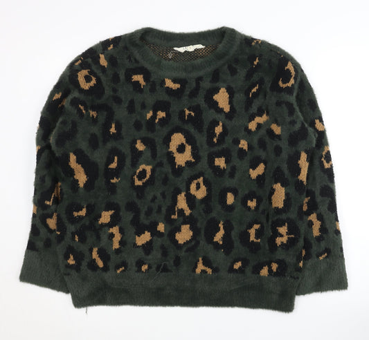 Savannah Miller Women's Green Animal Print Pullover Jumper