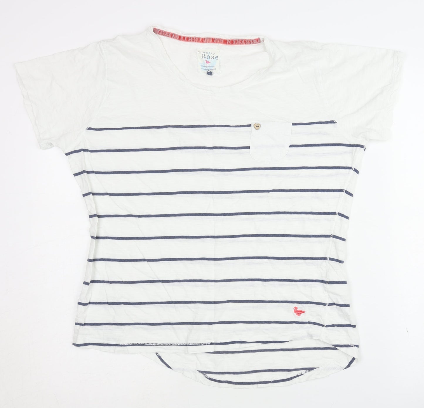 Country Rose Women's White Striped T-Shirt M