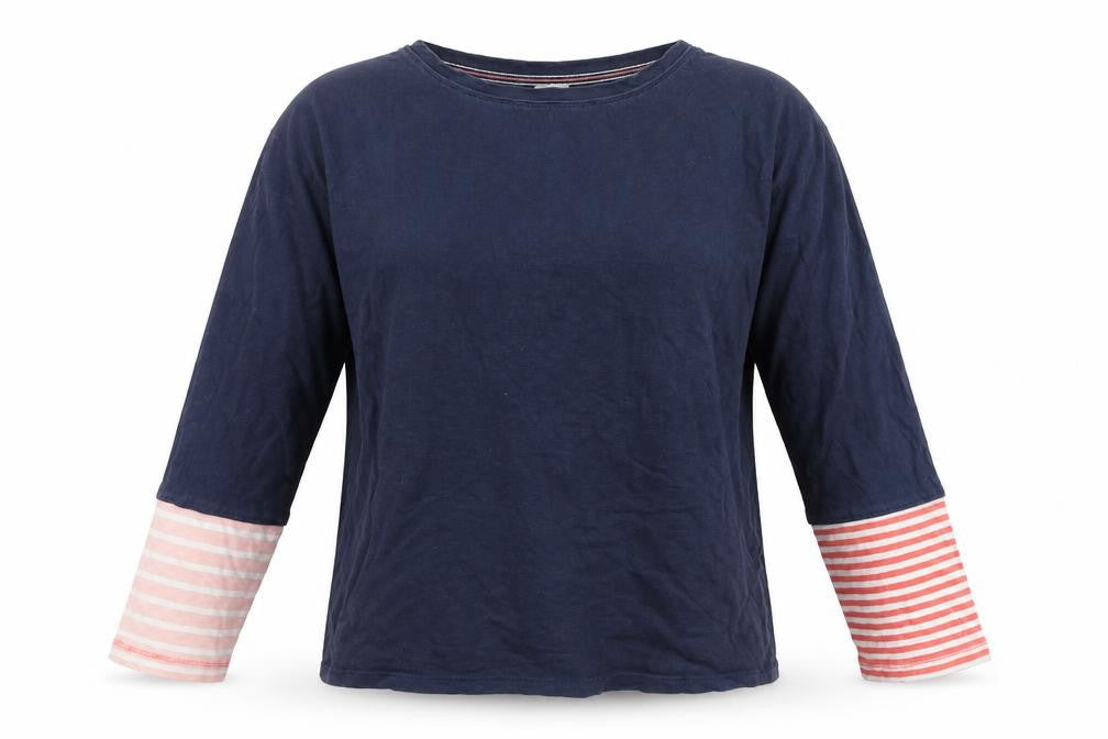 White Stuff Women's Blue Striped T-Shirt Size 12