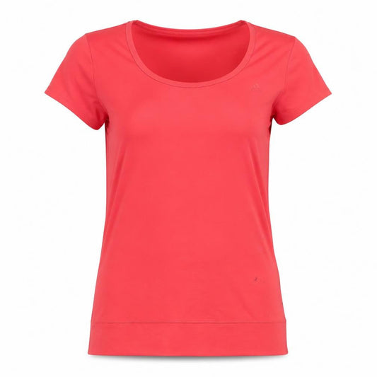 Front view of Adidas Women's Red T-Shirt, size M, Quick Dry Activewear