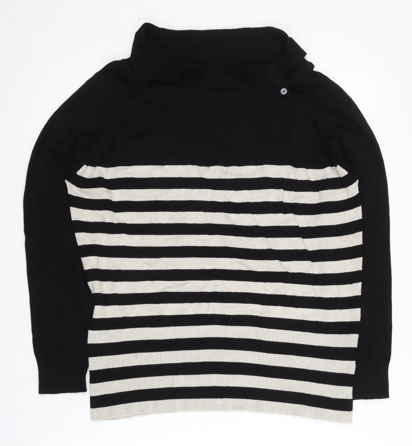 Wallis Women's Black Striped High Neck Jumper Size 18